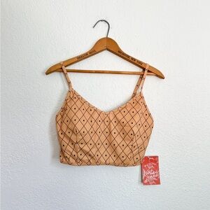 Kortni Jeane NWT pineapple V'D up crop swim top